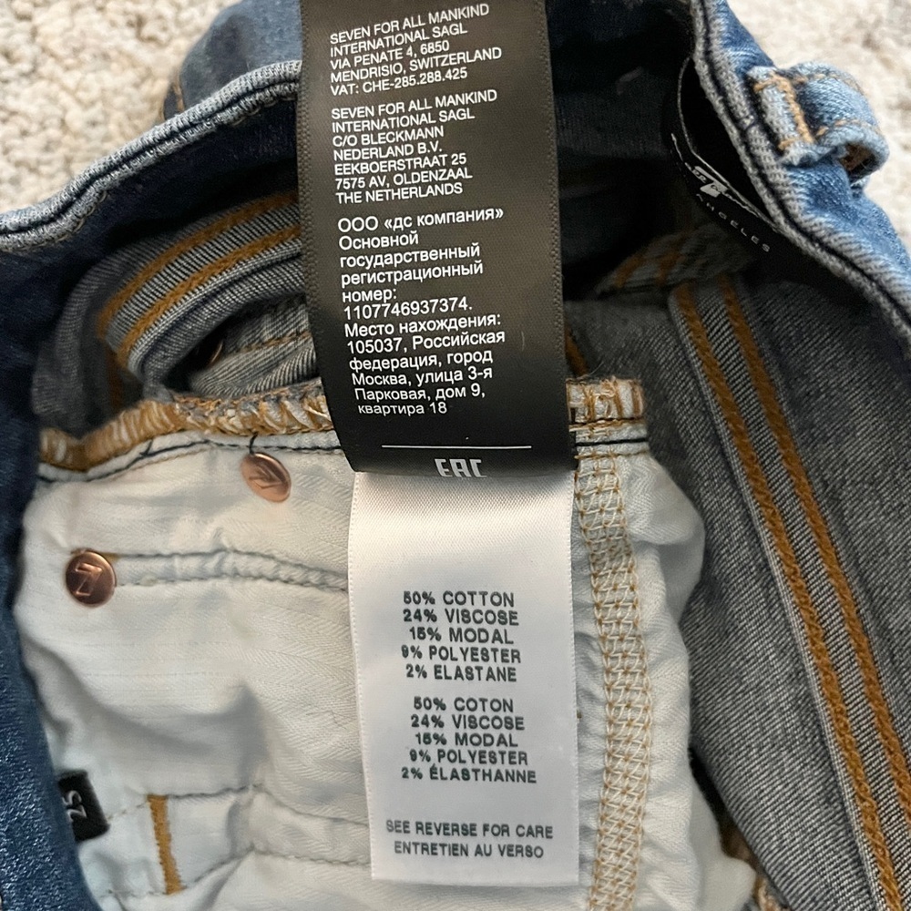 7 For All Mankind Kimmie Straight Leg Mid Rise Jeans, Medium Blue Wash - Size 25 - Picture 9 of 16